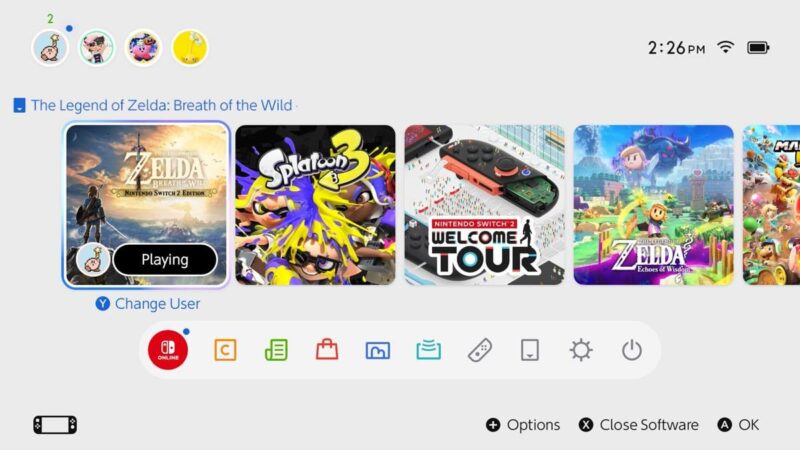 ゲームソフトの選択画面も、言語によって変わるものは英語になっている