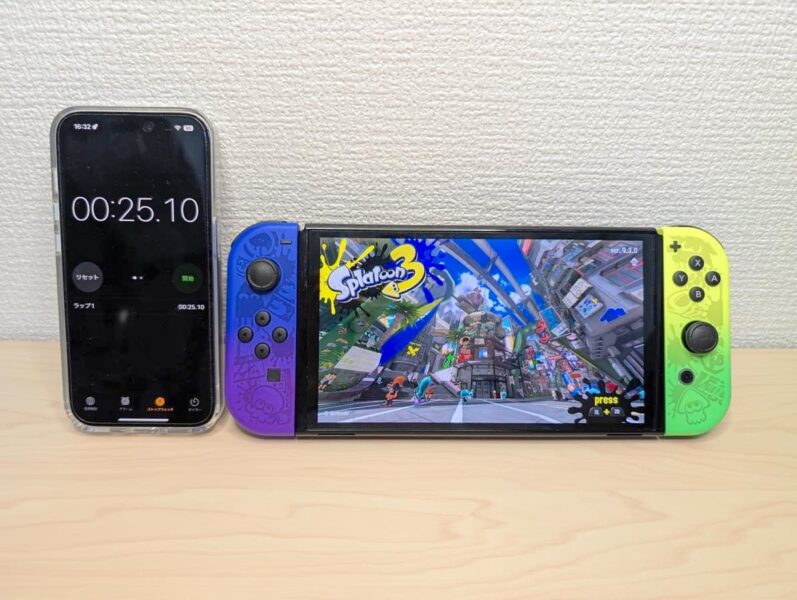 初代Switchだと、「Splatoon 3」のロゴが出てくるまで約25秒