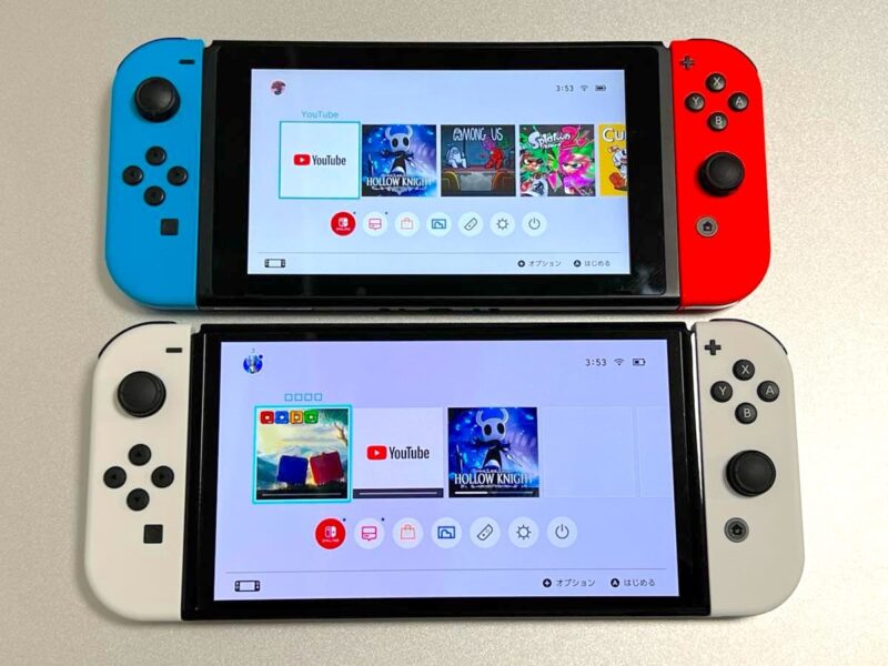 上:初代Switch、下:有機ELモデル